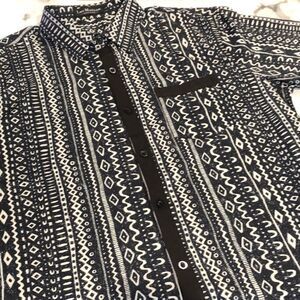 Luc Matton Designer Short Sleeve Button Front Mens L